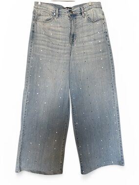 DKNY Wide Leg Embellished Light Blue Women's Jeans